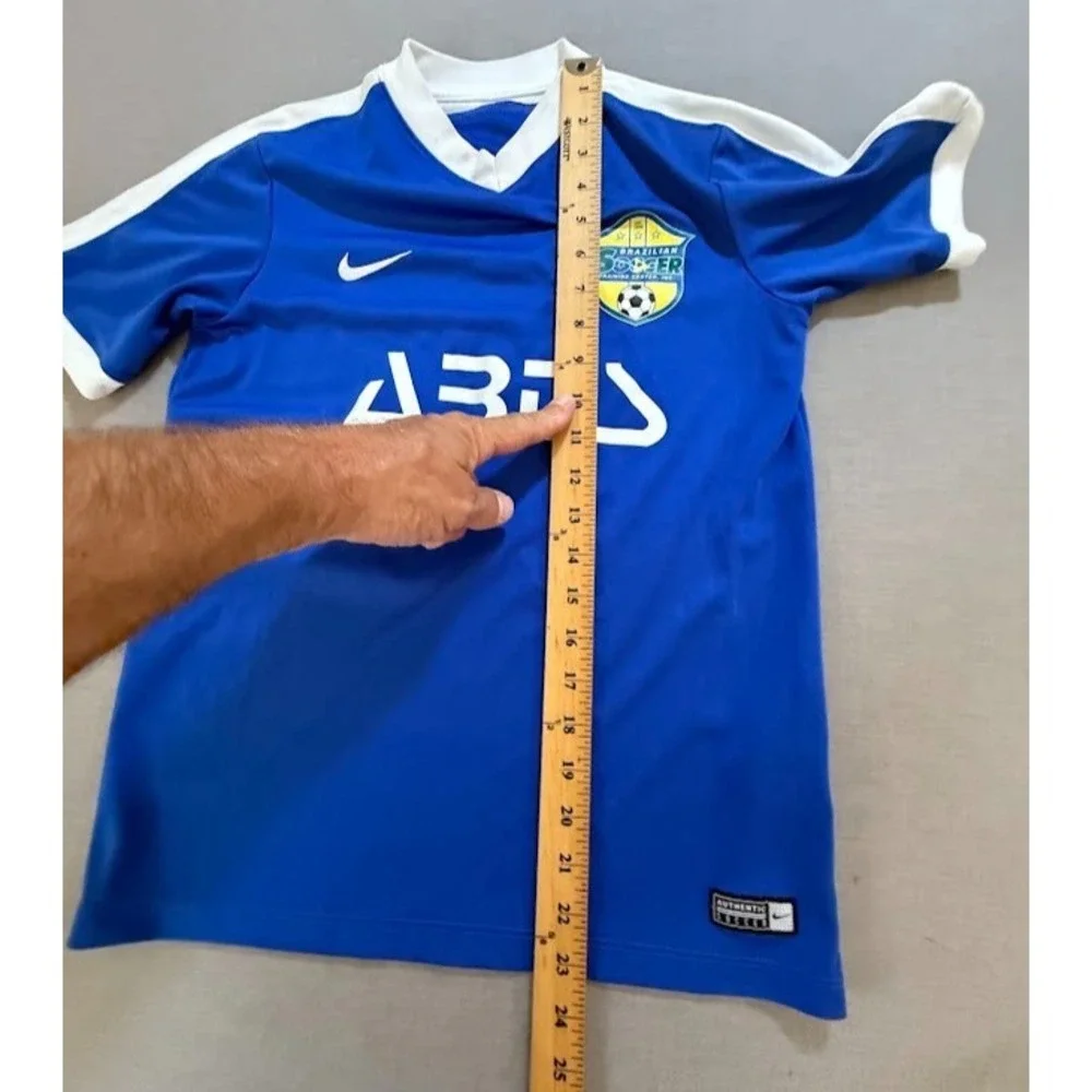 Brazilian GENOA Soccer Academy #17 Nike DRI-FIT Jersey Boys L Blue Short Sleeve.